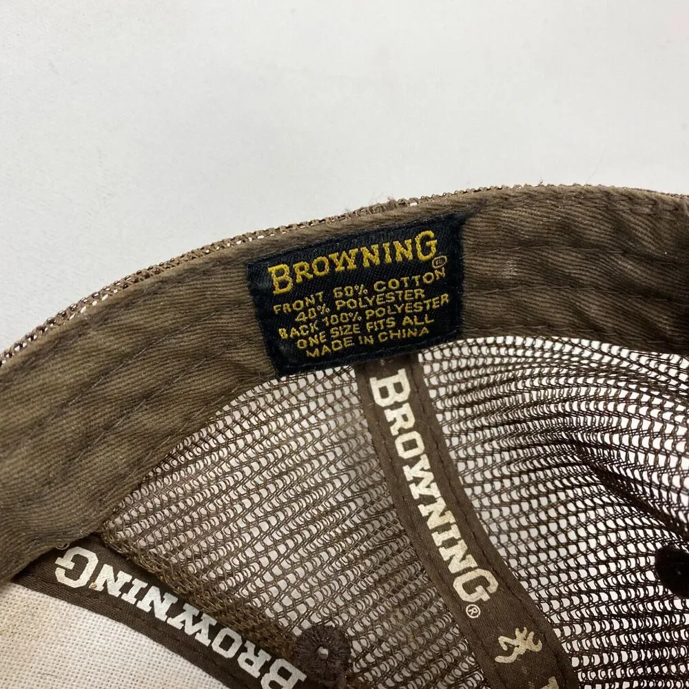 Browning Realtree Mens Cap Hat Brown Camouflage Hunt Outdoor Mesh Snap Back Flag